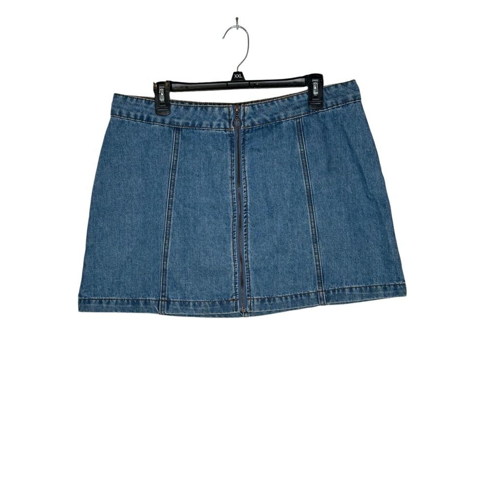 Altar'd State Women's Skirt Mini Moana Full Zip Up Front 90s Stretch Denim Large